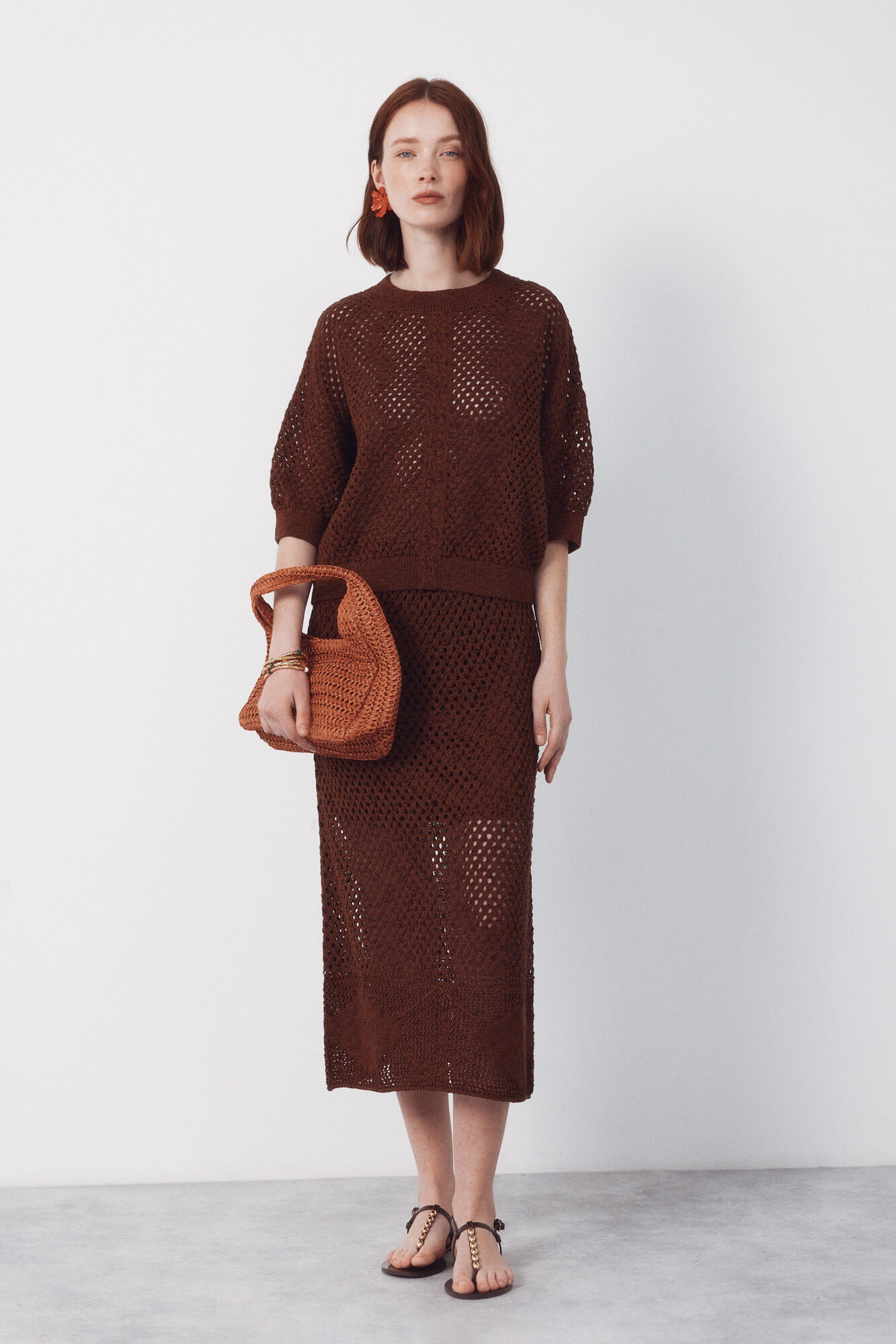 Cortefiel Midi jersey-knit skirt