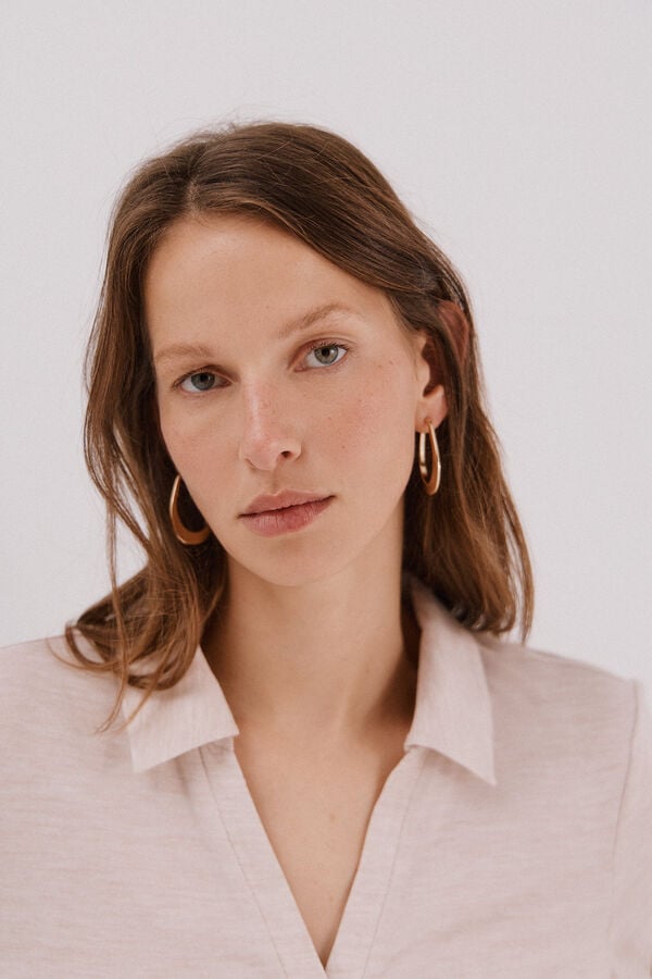 Cortefiel Jersey-knit knit shirt Ivory