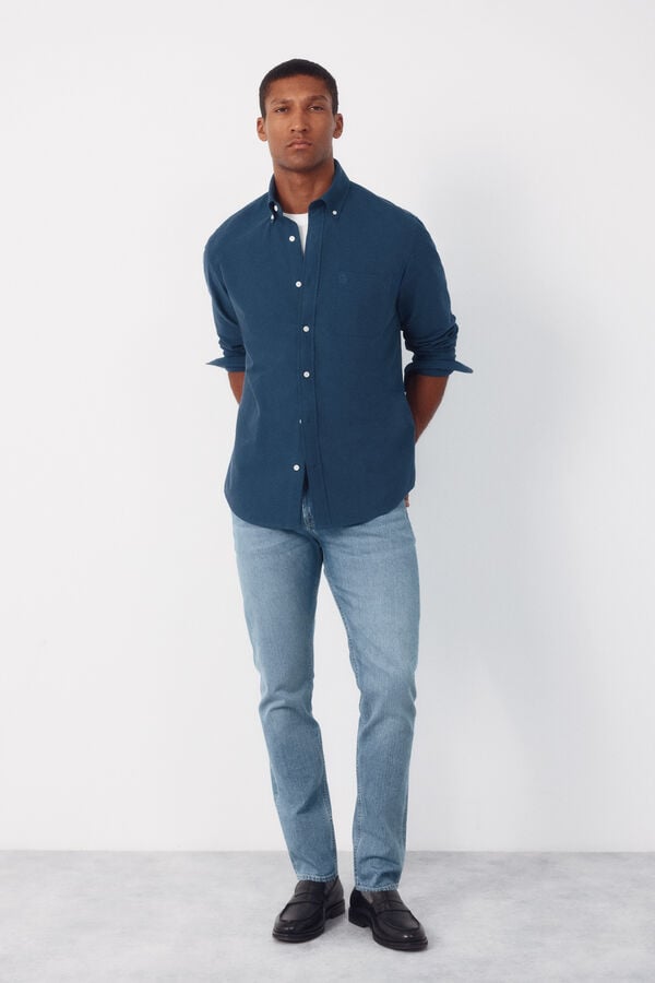 Cortefiel Plain Oxford shirt Blue