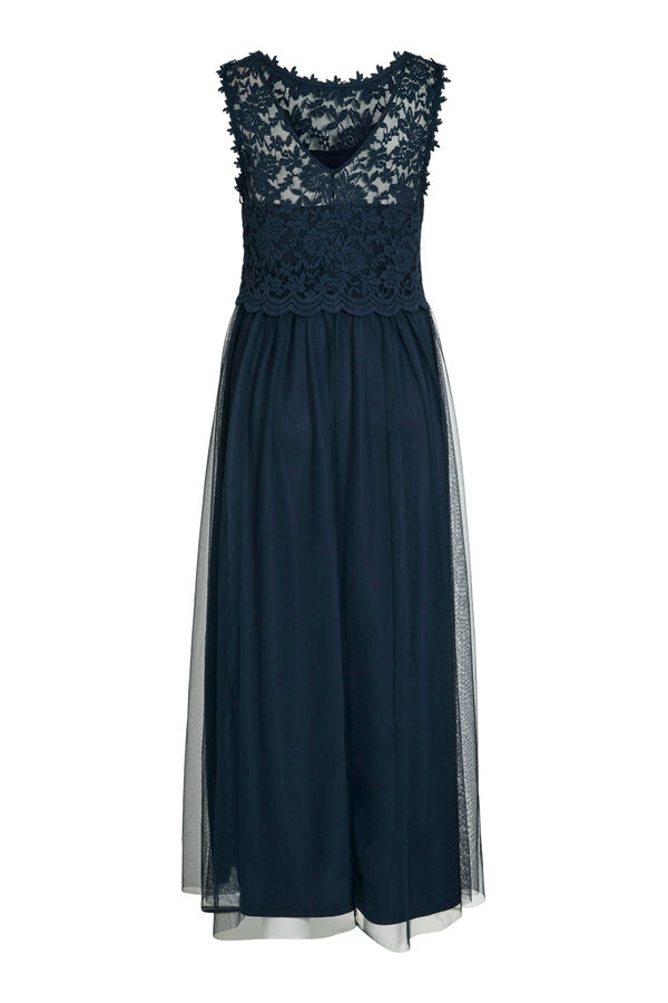 Cortefiel Long dress with tulle skirt Blue