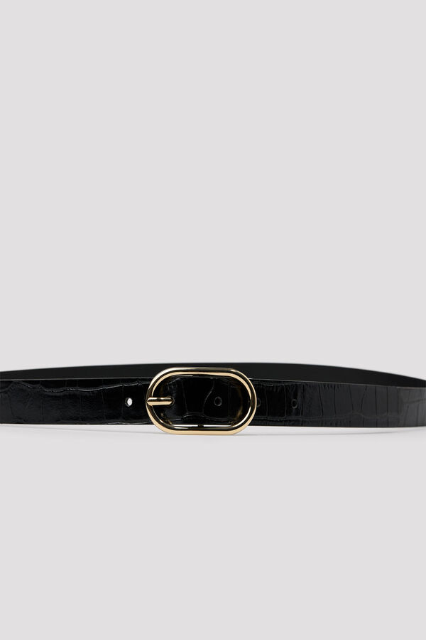 Cortefiel Animal print basic belt Black