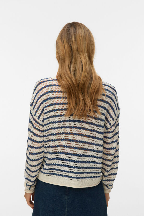 Vero Moda Jersey-knit openwork long sleeve jumper Printed blue