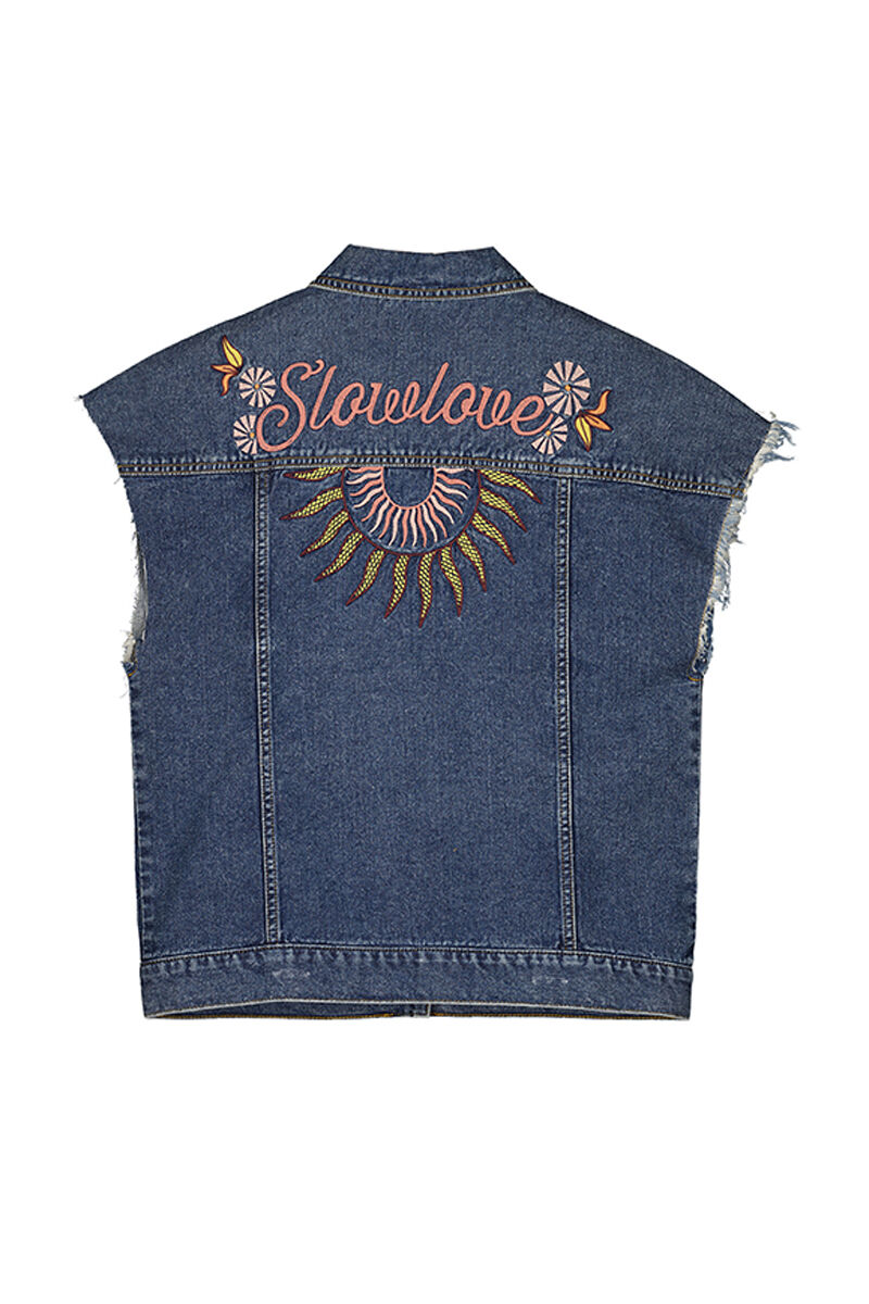 Embroidered on sale denim vest