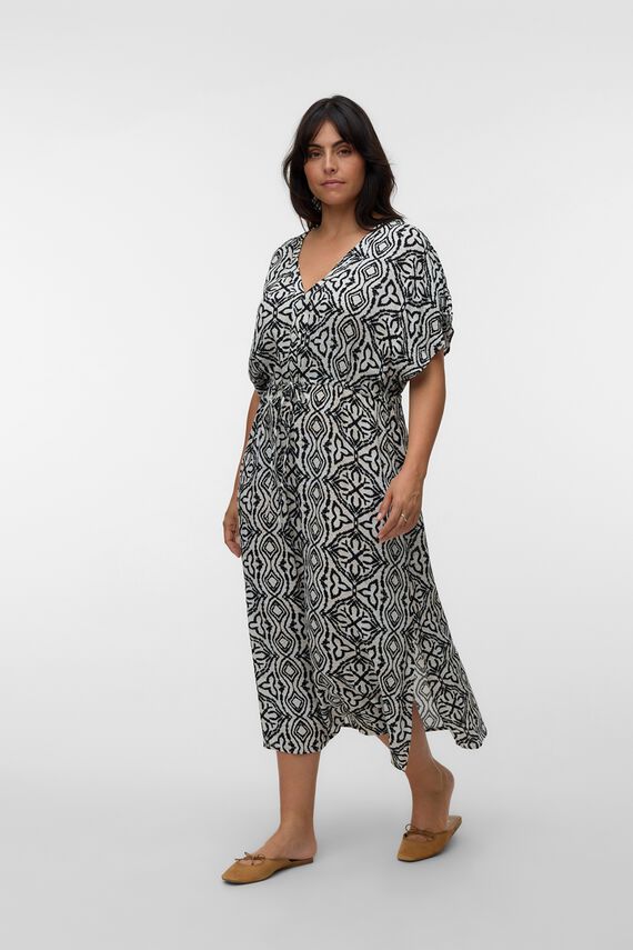 Vestido 7/8 estampado de manga corta talla grande