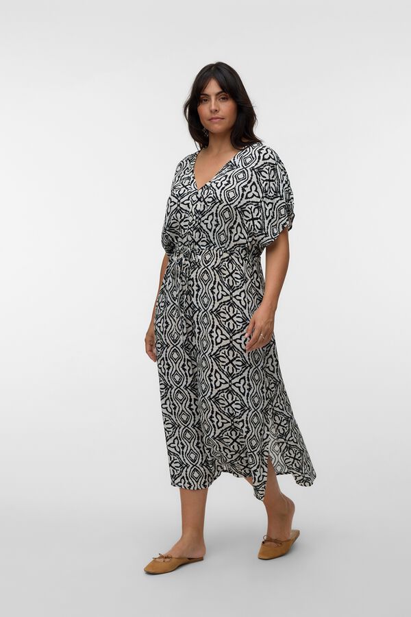 Vero Moda Curve Vestido 7/8 estampado de manga curta tamanho grande Cinzento