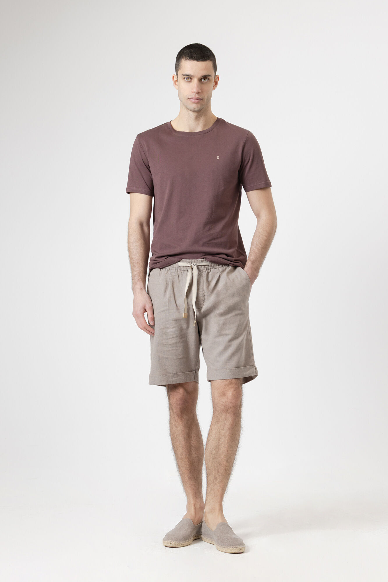 PuroEGO Bermuda lino cintura el&aacute;stica