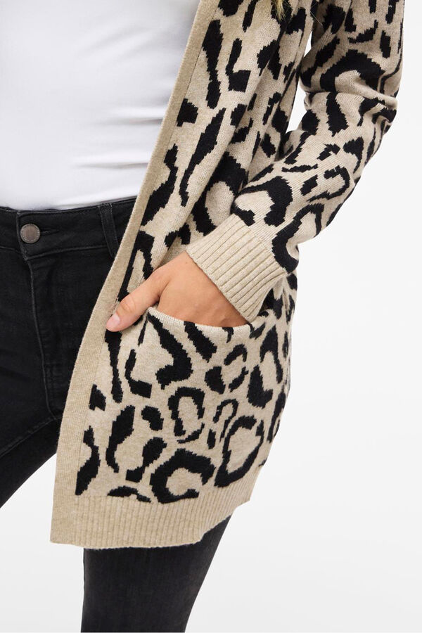 Vila Casaco de malha midi de viscose estampado Castanho