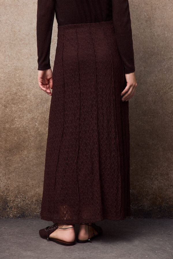Slowlove Falda de encaje de tul Marr&oacute;n oscuro