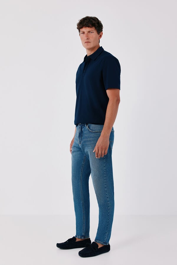 Cortefiel Ottoman structure polo shirt Navy