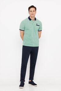 Cortefiel Oxford polo shirt with contrast collar Green