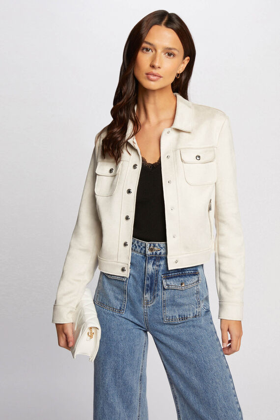 Chaqueta de antelina con botones