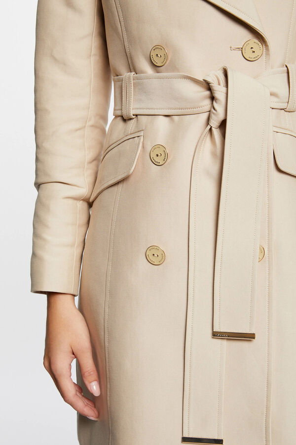 Cortefiel Straight cut belted trench coat Beige