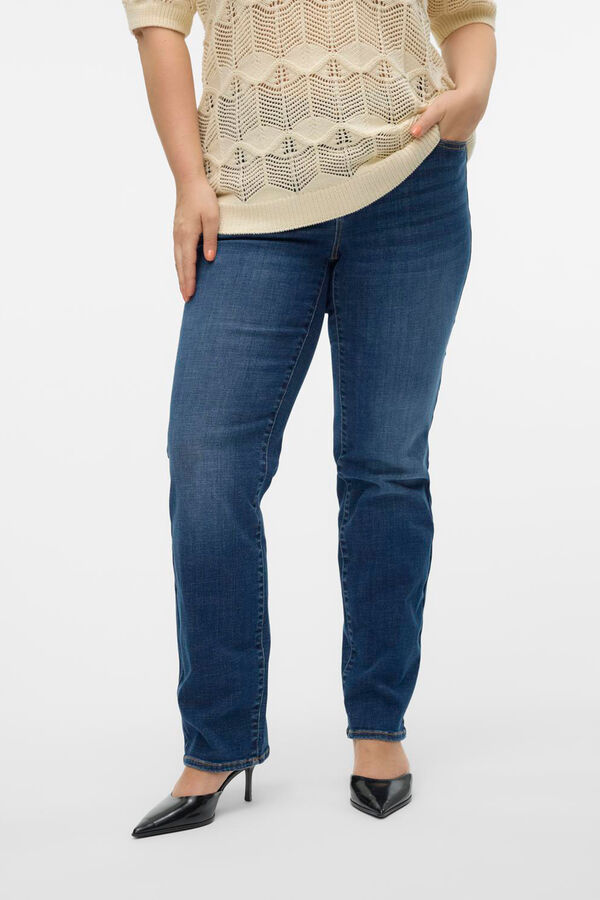 Vero Moda Curve Jeans recto talla grande Azul marino