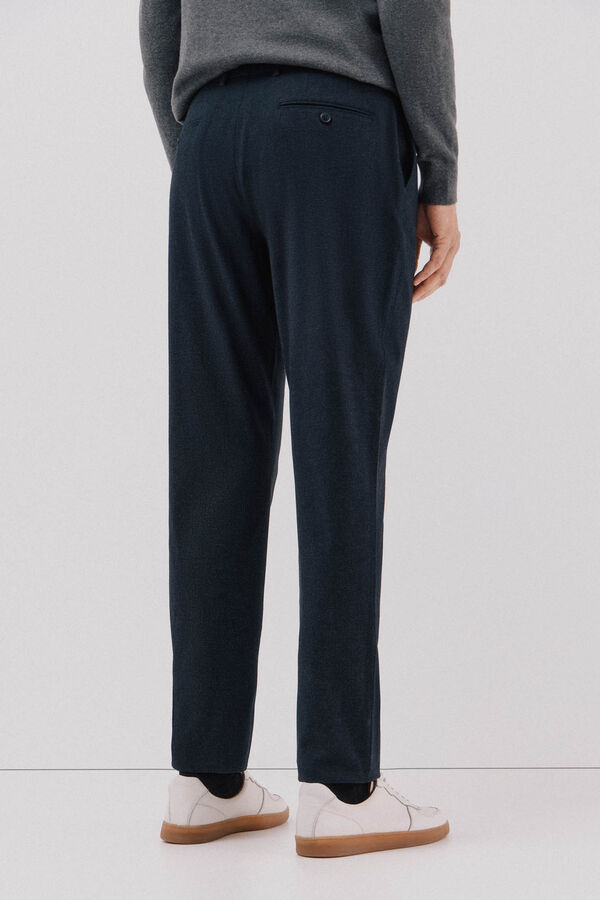 Cortefiel Micro-check cotton pants Navy