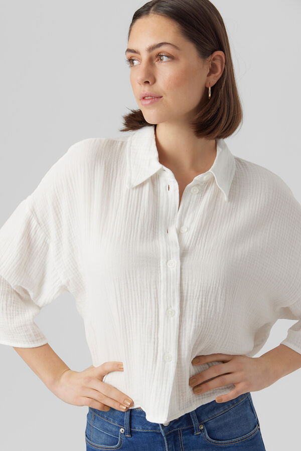 Vero Moda Camisa cropped fluida Blanco