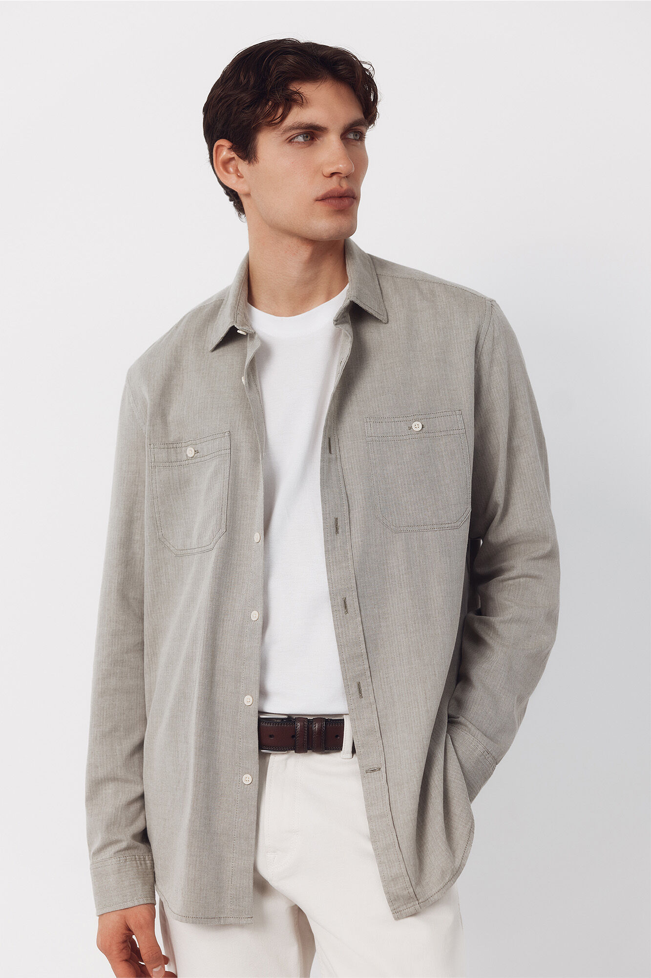 Cortefiel herringbone shirt with pockets