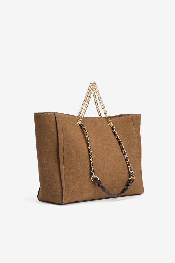 Vilanova Mala tote bag com efeito camurça Castanho