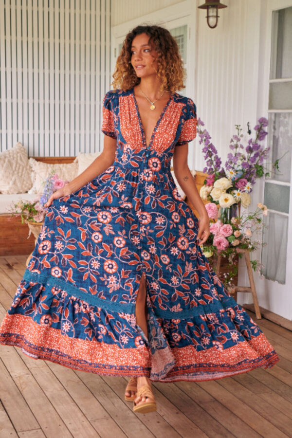 Jaase Halcyon print Tabitha maxi dress Navy