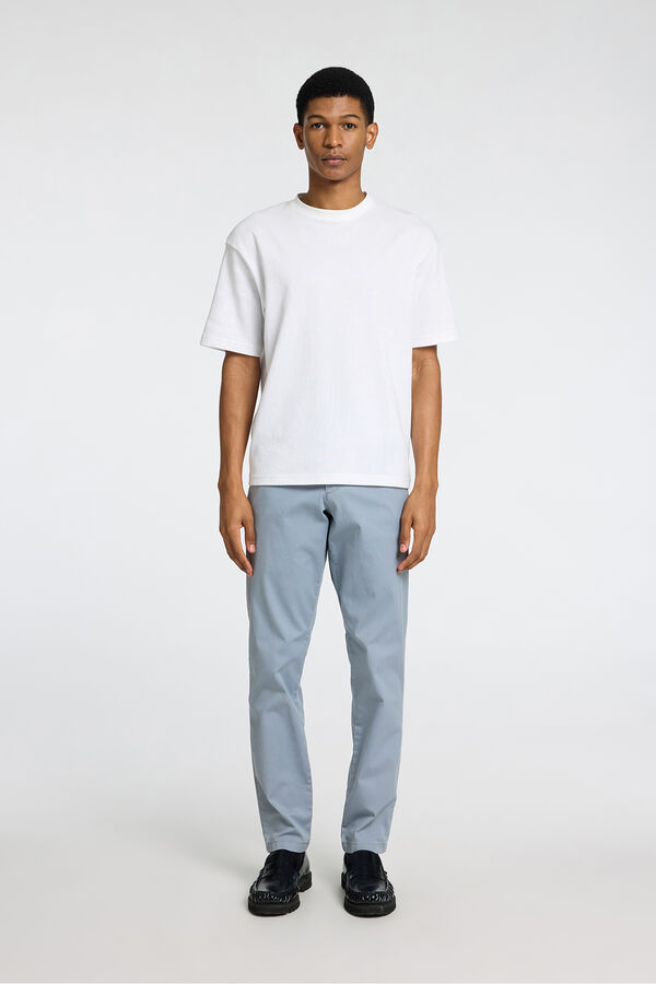 Selected Calça calças chino slim fit feita de algodão orgânico  Azul