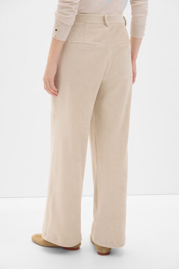 Cortefiel Corduroy straight trousers Beige