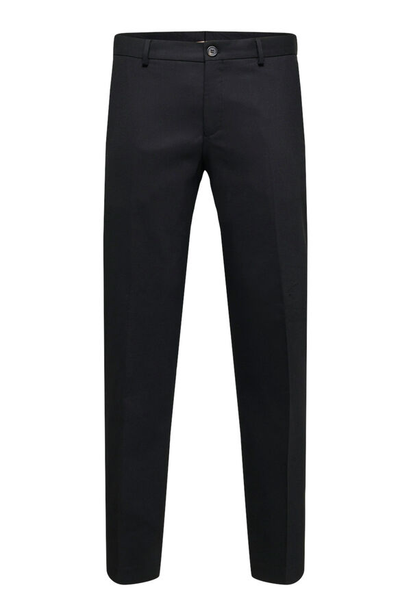 Selected Calças de fato Slim Fit com lã Preto