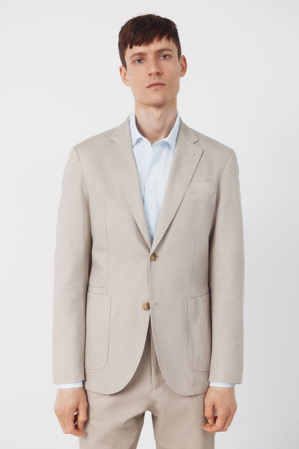 Cortefiel Blazer coordenado em mistura de linho Tostado
