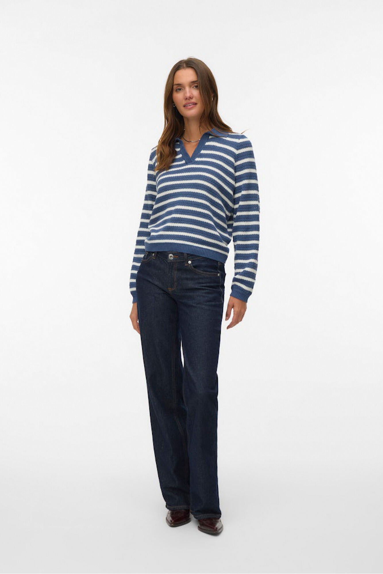 Vero Moda Polo manga comprida em malha calada