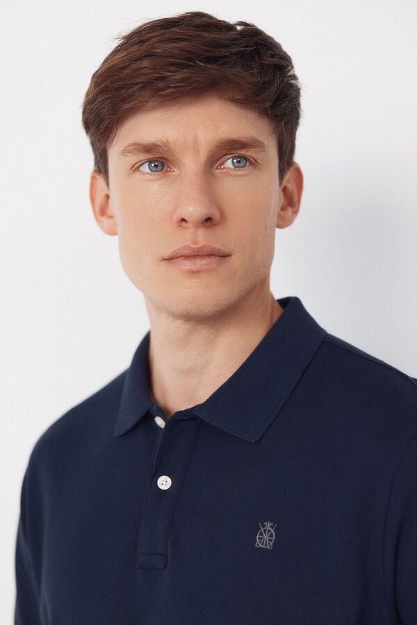 Cortefiel Basic piqu&eacute; polo shirt Navy