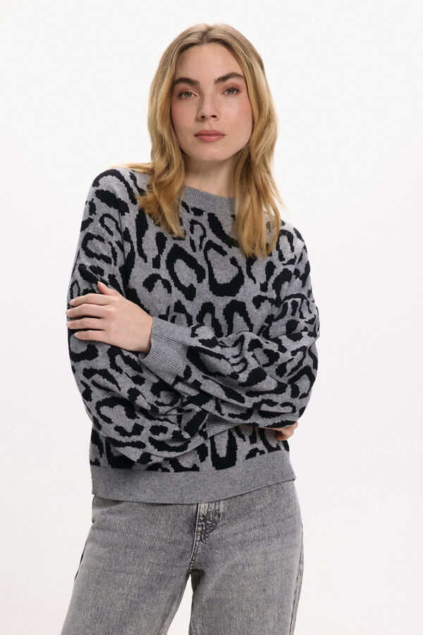 Vila Camisola de malha de viscose estampado Cinzento