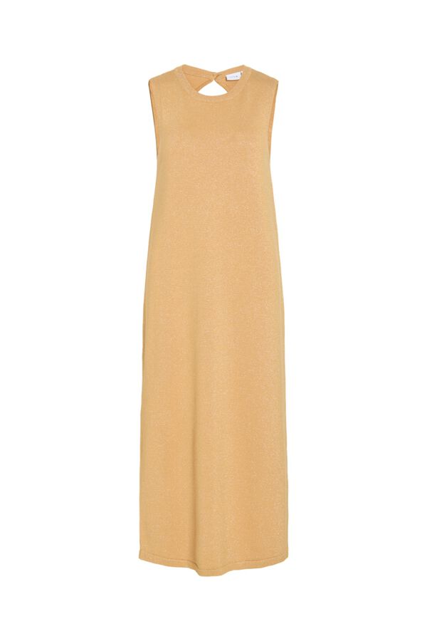 Vila Vestido midi em malha canelada abotoado Impress&atilde;o