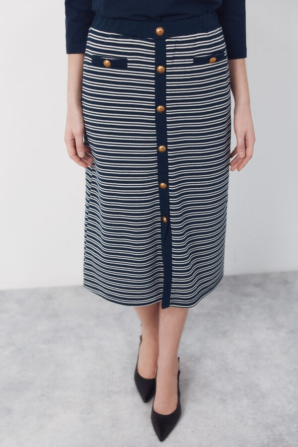 Cortefiel Jersey-knit -up buttons Printed blue