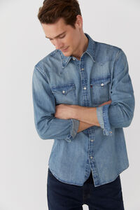 Cortefiel Camisa Levi's® Western denim con bolsillos en el pecho Azul