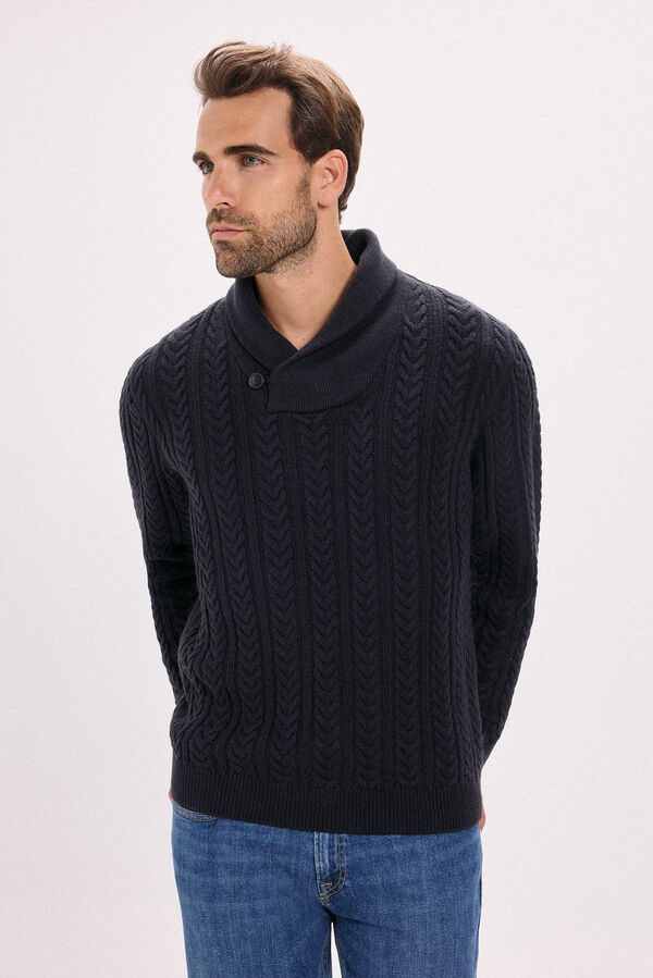 Jack & Jones Jersey de punto trenzado Azul marino