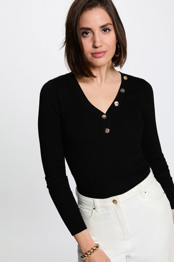Morgan Camisola justa com decote em V Preto