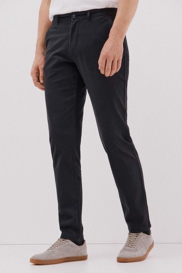 Cortefiel Slim-fit print chinos pants Grey