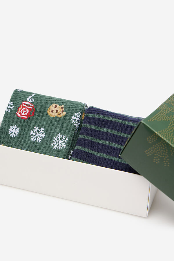 Cortefiel Box of 2 gift socks Dark green
