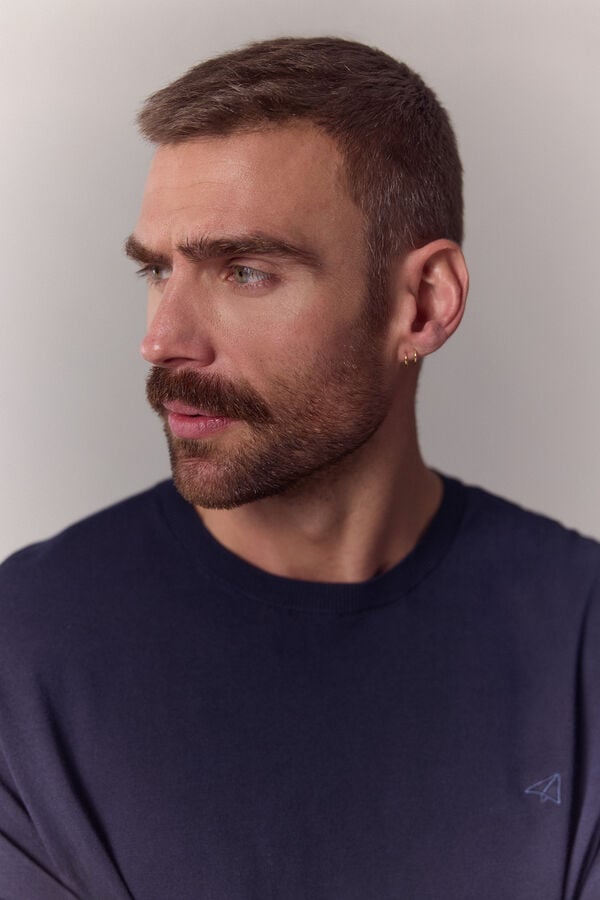 OOTO T-shirt camisola premium manga curta em algod&atilde;o Azul