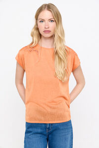 Cortefiel Camiseta efecto lino parche Naranja