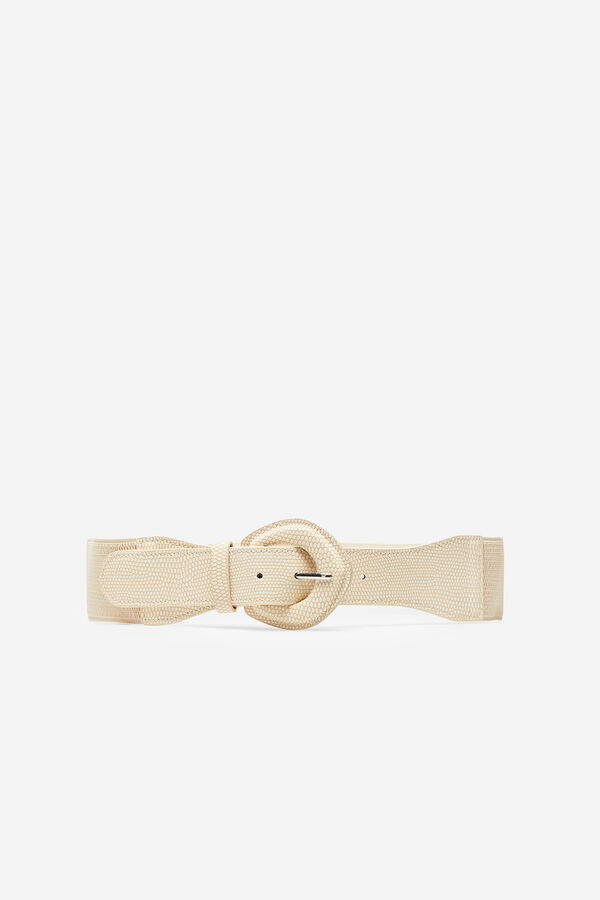 Cortefiel Animal print engraved stretch belt Ivory