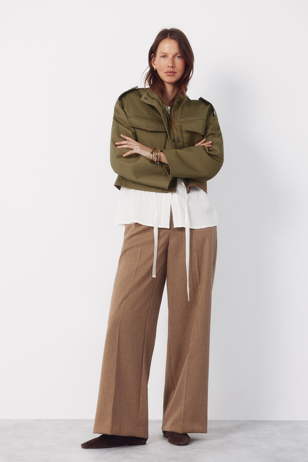 Cortefiel Short jacket with pockets Kaki