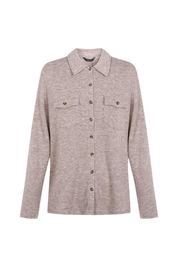 Cortefiel Stretch shirt with pockets Beige