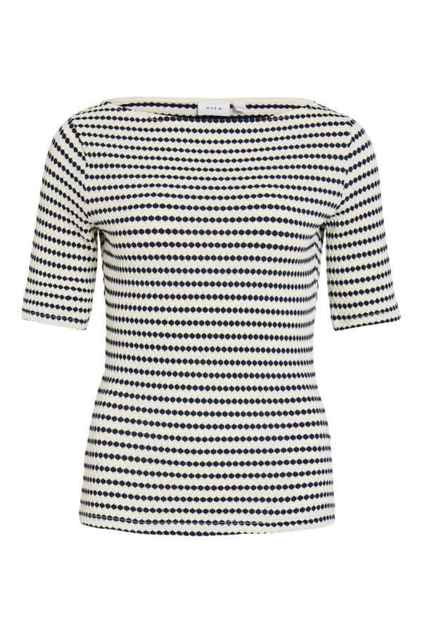 Vila Top de manga 2/4 com gola barco Azul