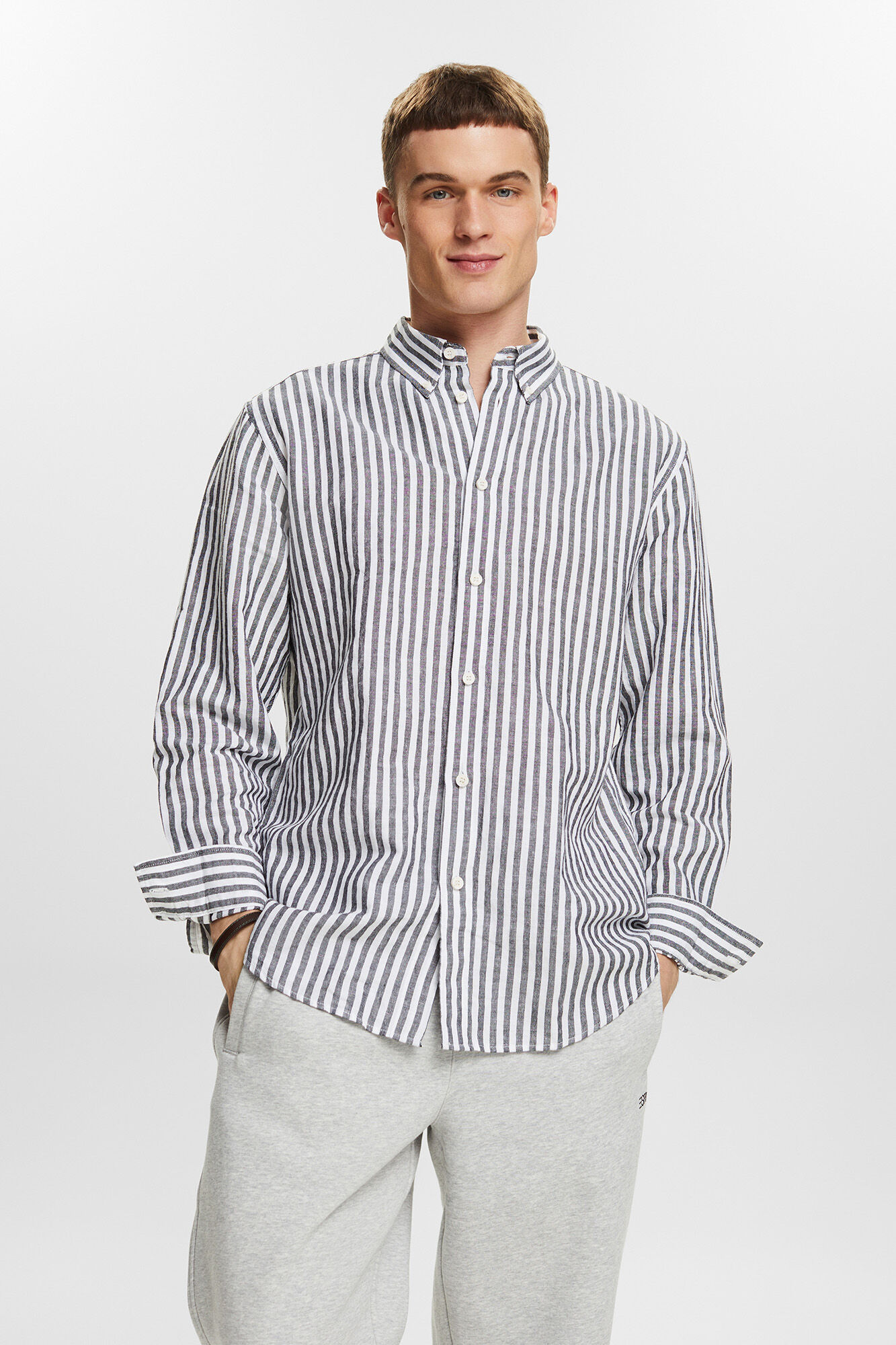 Camisa lino rayas hombre shop