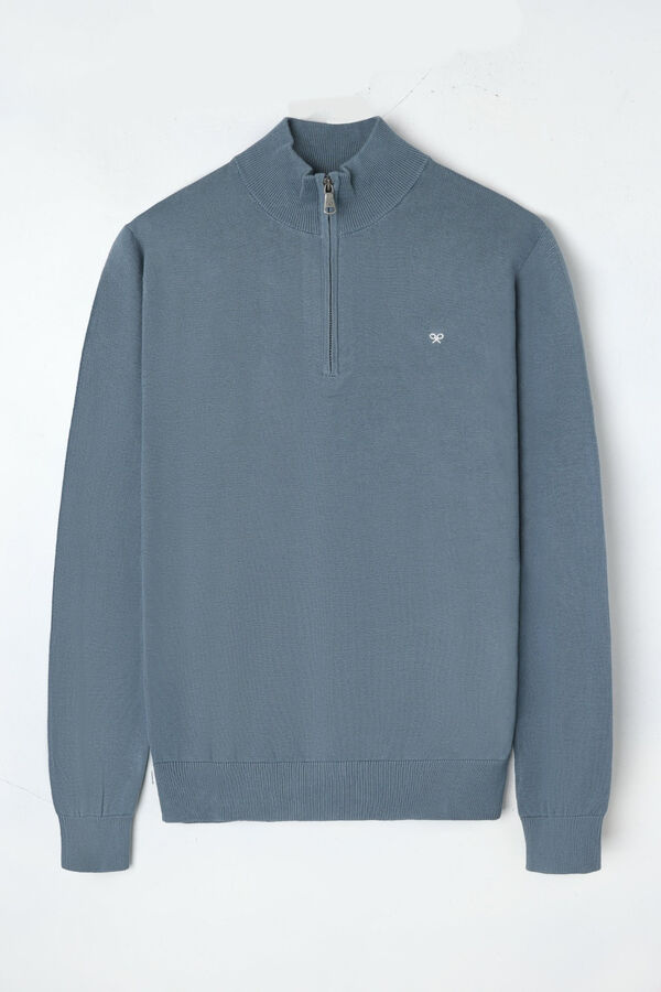 Silbon Camisola lisa meio fecho-&eacute;clair Azul