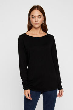 Cortefiel Long-sleeved basic T-shirt  Black