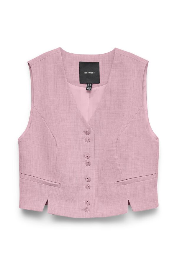 Vero Moda Colete com fecho de bot&otilde;es e abertura frontal Vermelho