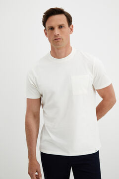 Cortefiel T-shirt gola caixa com bolso  Branco