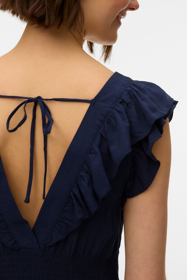 Vero Moda Vestido comprido decote em bico Azul