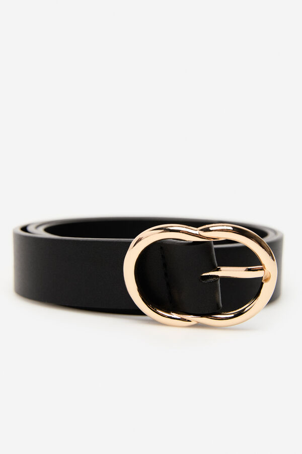 Cortefiel Basic double buckle belt Black