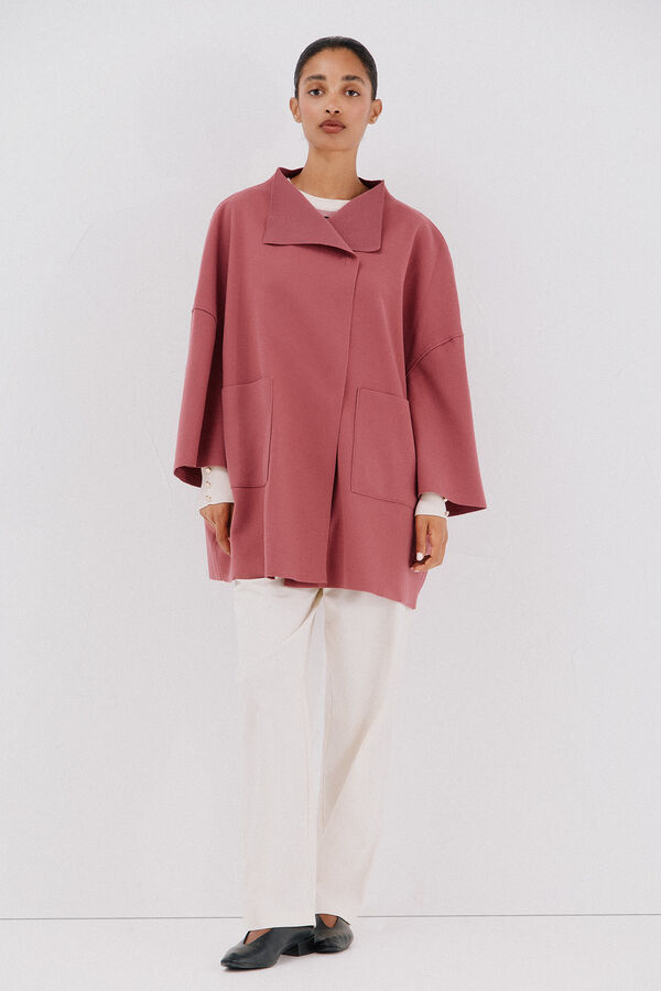 Cortefiel Cape coat with light fabric Maroon